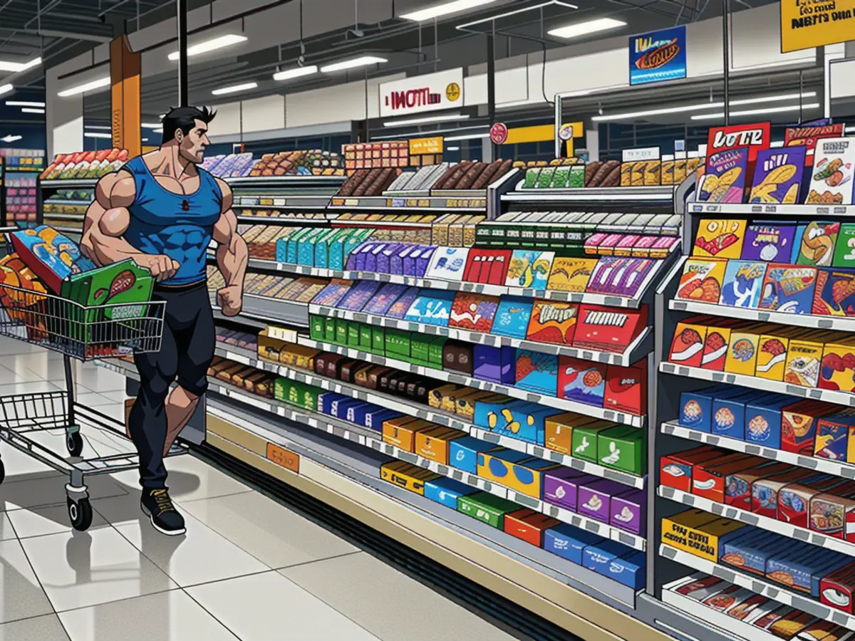 An individual browses through the chilled food section of a supermarket located in Miami on October 17, 2024.