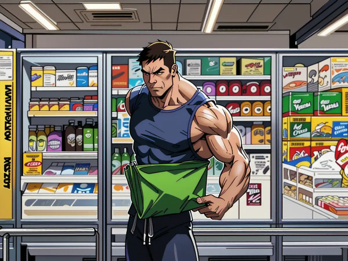 Individual engages in grocery shopping at a marketplace.