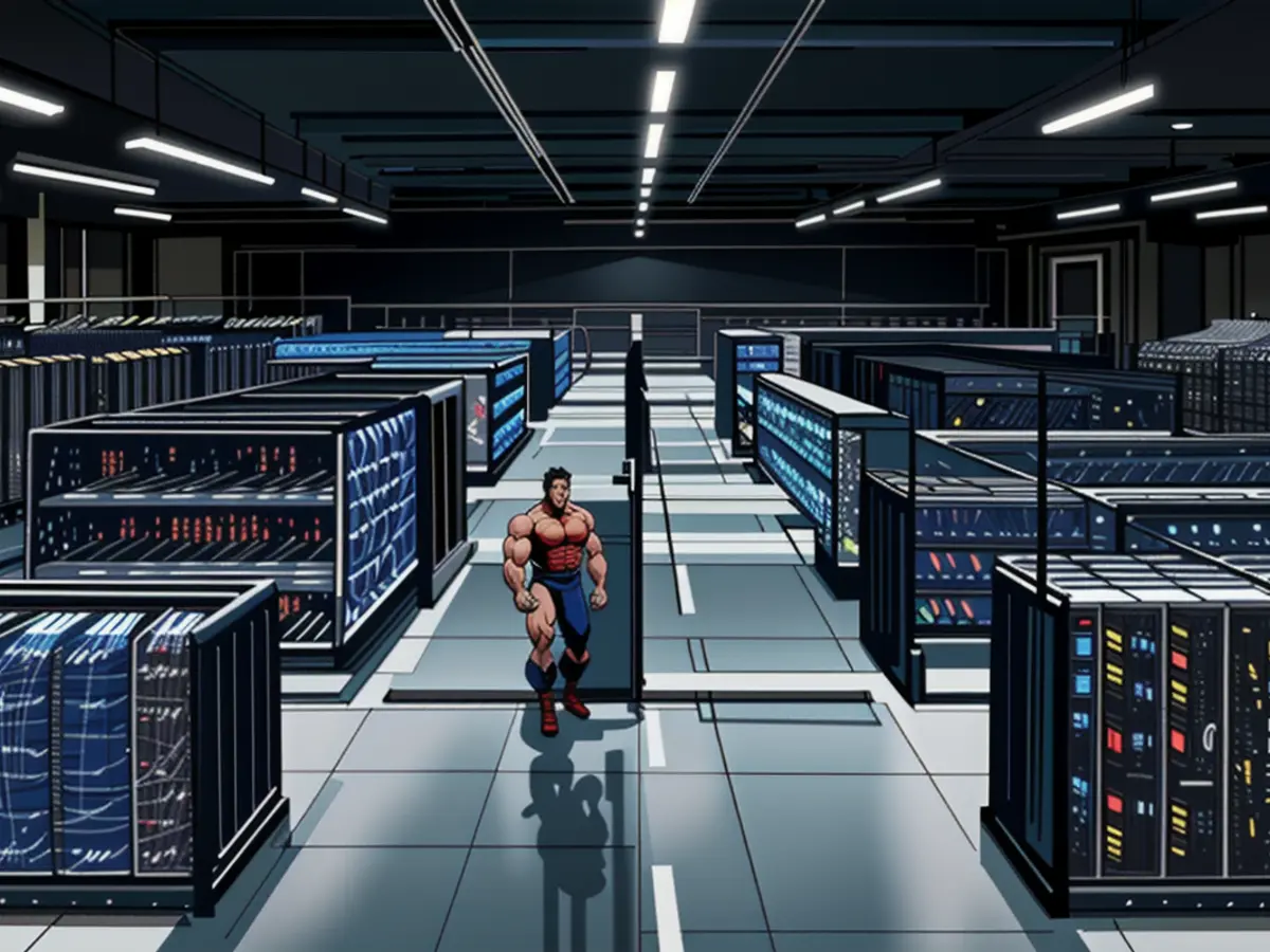 Data center's interior housing various server racks.